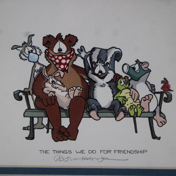 Robert Marble 10 x 8 Silver Peach Multi Animals "Things We Do For " Signed Pictu - Picture 2 of 8